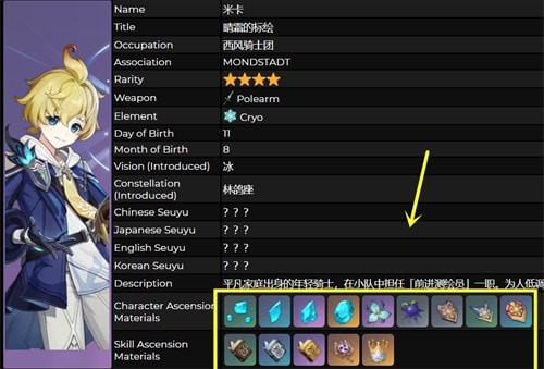 原神米卡突破材料清单一览